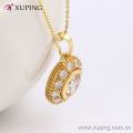 63754 xuping fashional elegante runde anhänger und ohrringe 14k vergoldet zirkon schmuck-set